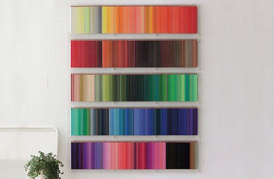 colored pencil wall display | DIY art